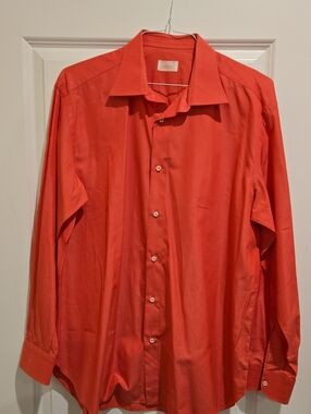 Brioni Vibrant Coral-Red Dress Shirt